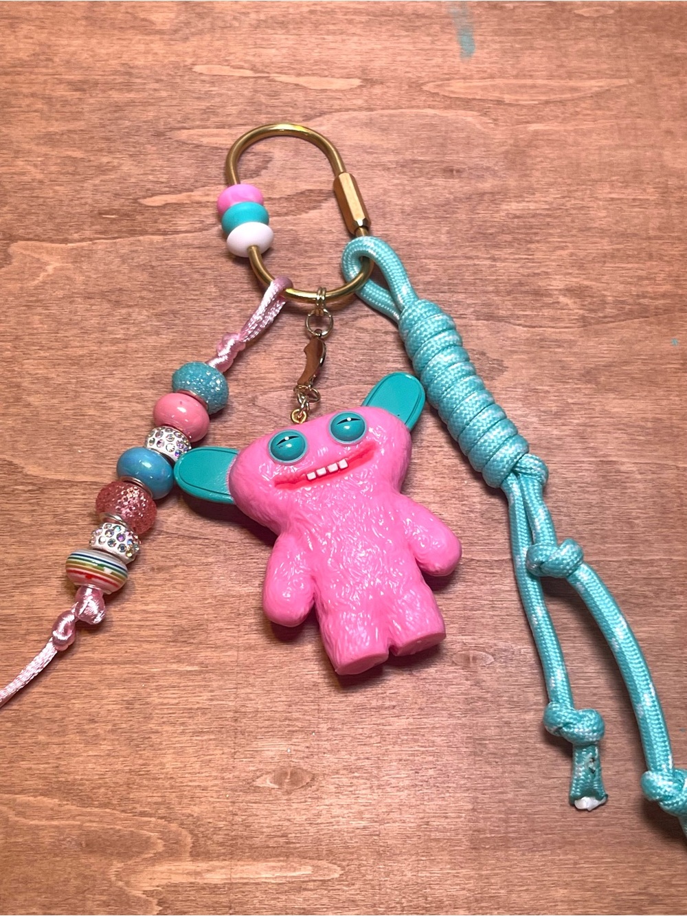 Pink & Teal Fuggler Keychain / Bag charm - Picture 5 of 5